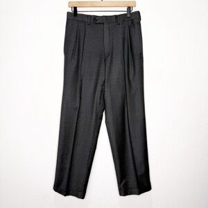 Lauren Ralph Lauren Wool Cashmere Pleated Straight Pants Charcoal Grey 30x30